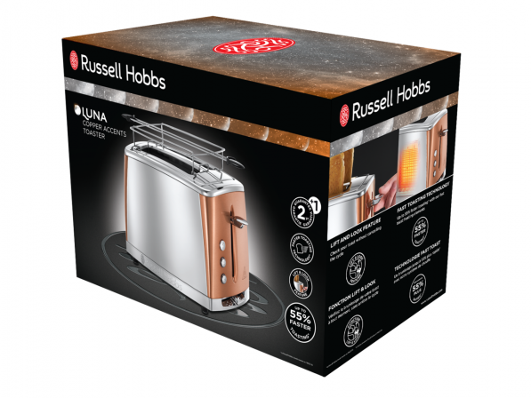 RUSSELL HOBBS Luna 1550 W - toster / opiekacz do kanapek elektryczny ze stali nierdzewnej