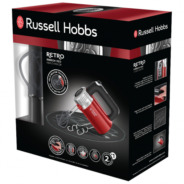 RUSSELL HOBBS Retro Ribbon Red 500 W - mikser kuchenny ręczny
