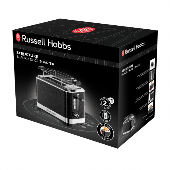 RUSSELL HOBBS Structure Black 1050 W czarny - toster / opiekacz do kanapek elektryczny ze stali nierdzewnej