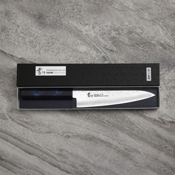 SAKAI TAKAYUKI Nanairo Blue 21 cm - japoński nóż szefa kuchni ze stali damasceńskiej