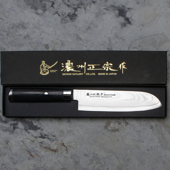 SATAKE Cutlery Mfg Damascus 17 cm - nóż japoński Santoku ze stali damasceńskiej