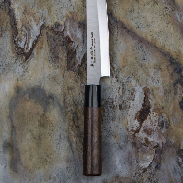 SATAKE Cutlery Mfg Kenta Walnut 21 cm - nóż japoński Yanagi Sashimi ze stali nierdzewnej