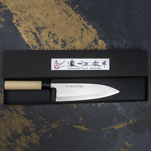 SATAKE Cutlery Mfg Shirogami 21 cm - nóż japoński Deba do filetowania ze stali węglowej