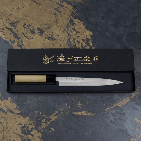 SATAKE Cutlery Mfg Shirogami 21 cm - nóż japoński Yanagiba ze stali węglowej