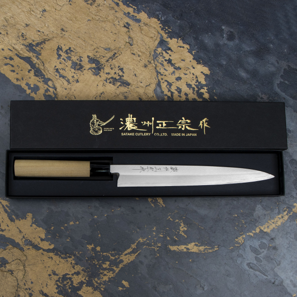 SATAKE Cutlery Mfg Shirogami 24 cm - nóż japoński Yanagiba ze stali węglowej