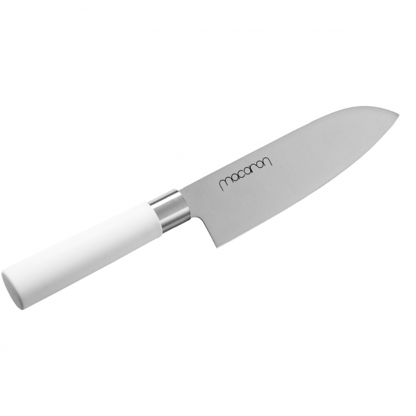 SATAKE Macaron 17cm biały - nóż Santoku ze stali nierdzewnej 