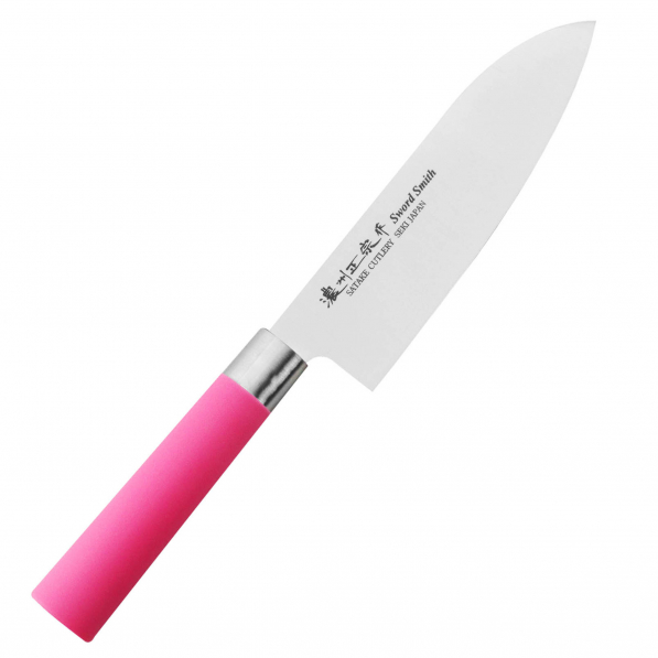 SATAKE Macaron Pink 17 cm - nóż Santoku ze stali nierdzewnej