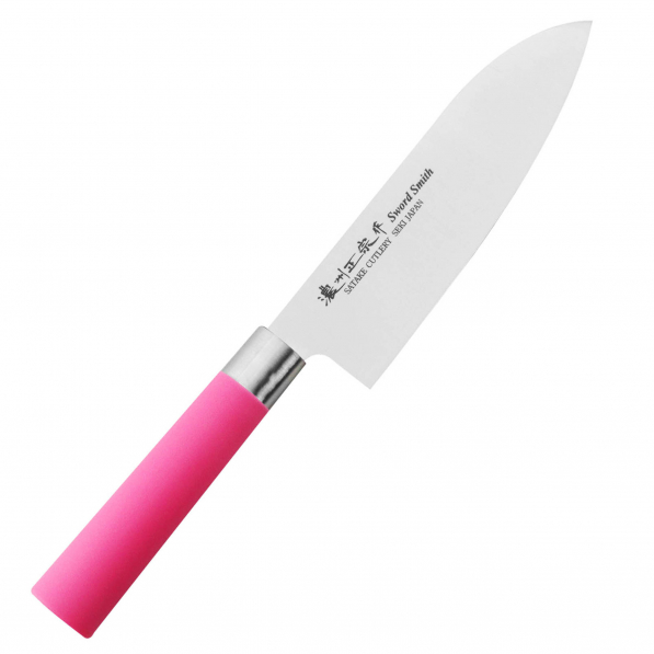 SATAKE Macaron Pink 17 cm - nóż japoński Santoku ze stali nierdzewnej