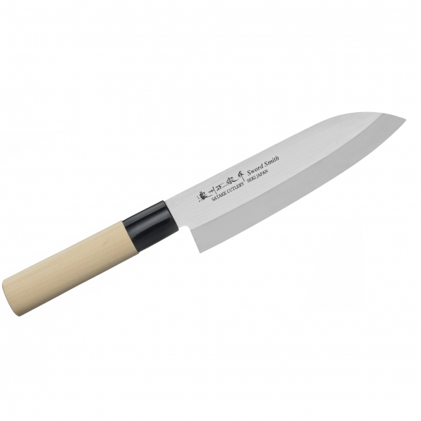 SATAKE MV Natural Shirogami 17 cm jasnobrązowy - nóż Santoku ze stali nierdzewnej 