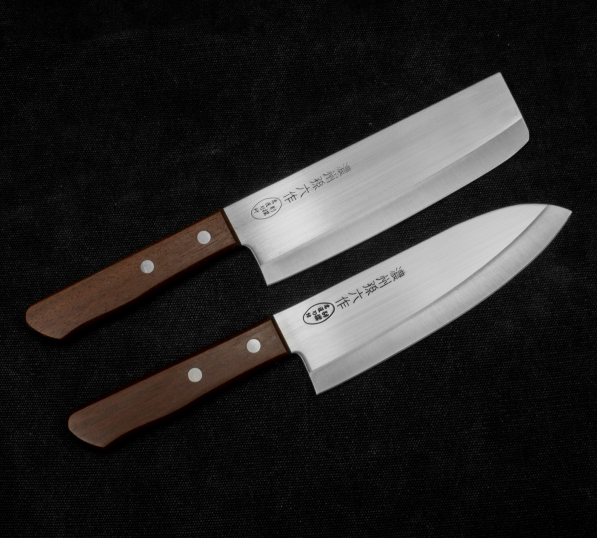 SATAKE Tomoko 2 szt. ciemnobrązowe - noże kuchenne ze stali nierdzewnej 