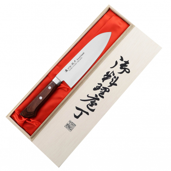 SATAKE Unique Shirogami 17 cm - nóż japoński Santoku ze stali węglowej