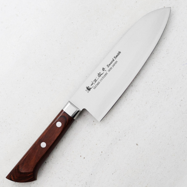 SATAKE Unique Shirogami 17 cm - nóż japoński Santoku ze stali węglowej