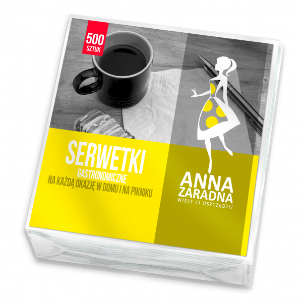 Serwetki papierowe dekoracyjne ANNA ZARADNA ŻÓŁTE 15 x 15 cm 500 szt.