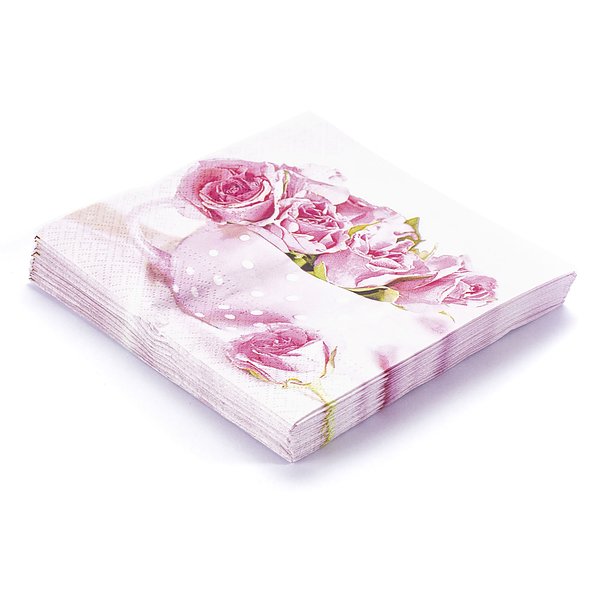  Serwetki papierowe dekoracyjne ROSES RÓŻOWE 20 szt.