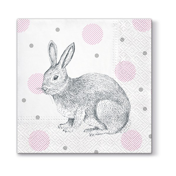 Serwetki papierowe wielkanocne PAW BUNNIES ON DOTS BIAŁE 20 szt.