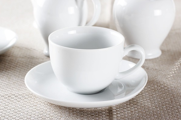 Serwis kawowy ceramiczny CERAMIKA TUŁOWICE GARNITUR NIEDEKOROWANY BIAŁY na 12 osób (27 el.)