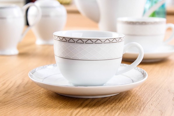 Serwis kawowy ceramiczny CERAMIKA TUŁOWICE RADEK BIAŁY na 12 osób (27 el.)
