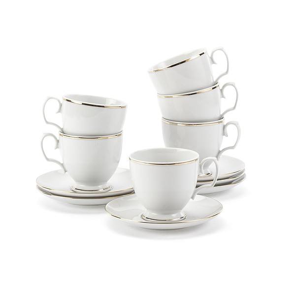 Filiżanki do kawy i herbaty porcelanowe ze spodkami MARIAPAULA ZŁOTA LINIA 6 szt.