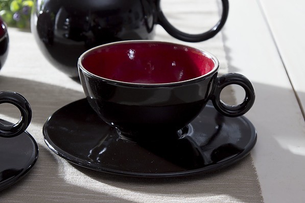 Serwis kawowy ceramiczny TWO PEOPLE CZARNY dla 2 osób ( 6 el.)