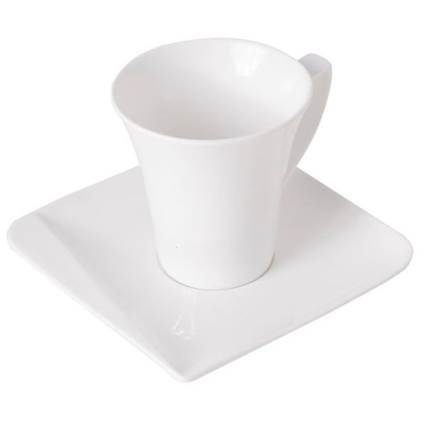 Filiżanki do kawy i herbaty porcelanowe ze spodkami HOME DELUX QUATRE BIAŁE 6 szt.