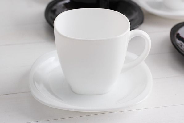 Filiżanki do kawy i herbaty szklane ze spodkami LUMINARC QUADRATO NOIR & BLANC CZARNE 200 ml 6 szt.
