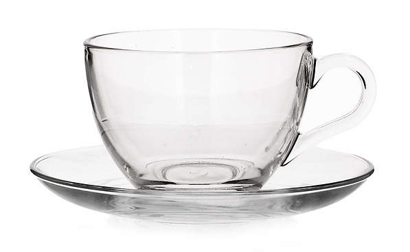 Filiżanki do kawy i herbaty szklane ze spodkami PASABAHCE BASIC 200 ml 6 szt.