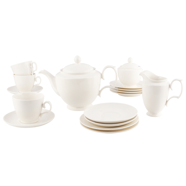 Serwis kawowy porcelanowy MARIAPAULA KLASYK ECRU na 6 osób (21 el.)