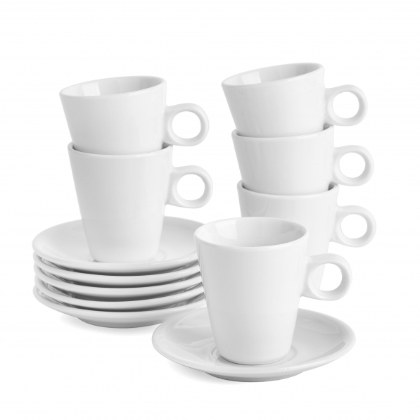 Serwis kawowy porcelanowy TADAR WHITE na 6 osób (12 el.)