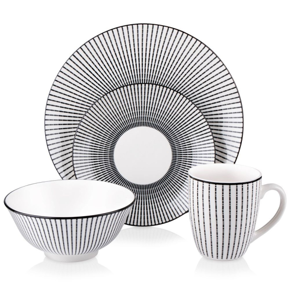 Serwis obiadowo-kawowy ceramiczny na 4 osoby (16 el.)