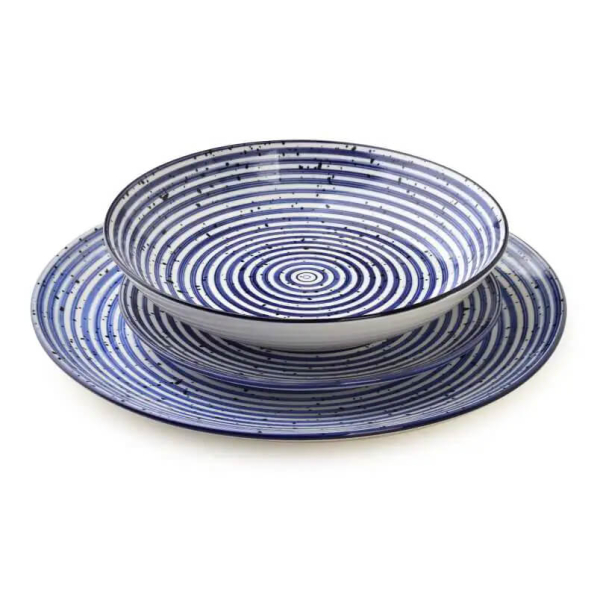 Serwis obiadowy porcelanowy AFFEK DESIGN STRIPES BLUE na 6 osób (18 el.)