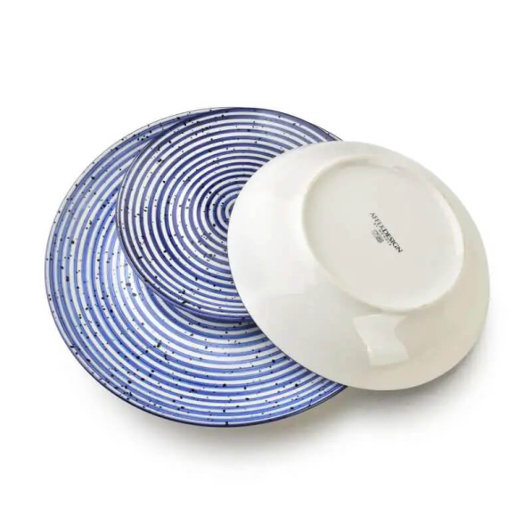 Serwis obiadowy porcelanowy AFFEK DESIGN STRIPES BLUE na 6 osób (18 el.)