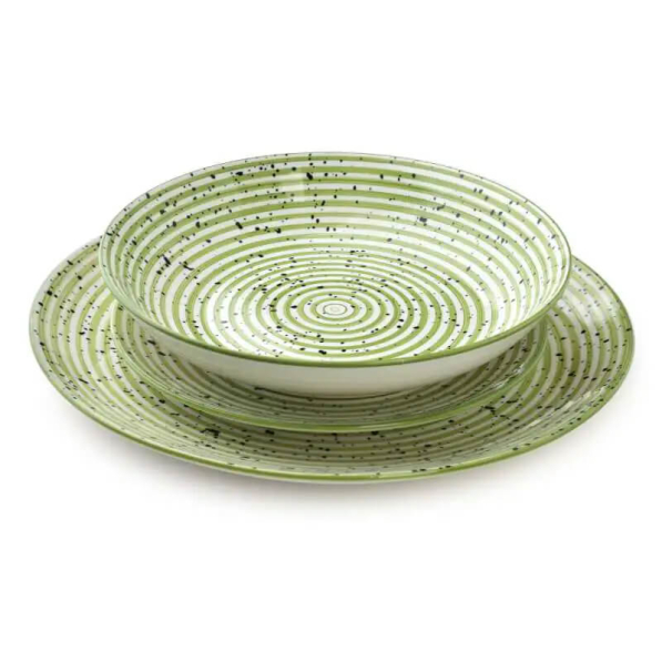 Serwis obiadowy porcelanowy AFFEK DESIGN STRIPES GREEN na 6 osób (18 el.)