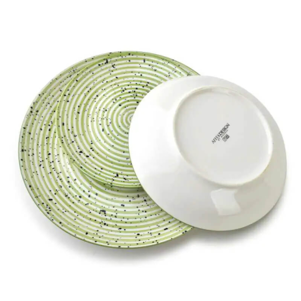 Serwis obiadowy porcelanowy AFFEK DESIGN STRIPES GREEN na 6 osób (18 el.)
