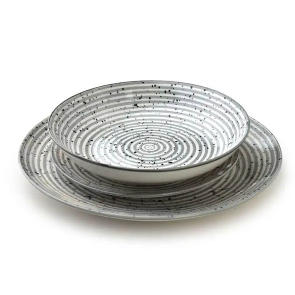 Serwis obiadowy porcelanowy AFFEK DESIGN STRIPES GREY na 6 osób (18 el.)