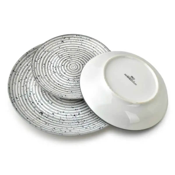 Serwis obiadowy porcelanowy AFFEK DESIGN STRIPES GREY na 6 osób (18 el.)