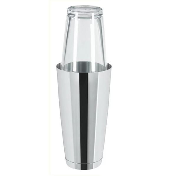 Shaker barmański do drinków i koktajli ze stali nierdzewnej ze szklanką BAR PROFESSIONAL BOSTON 0,8 l