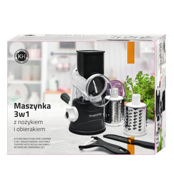 Siekacz / Krajalnica do warzyw i owoców ręczna z nożykiem i obieraczką KONIGHOFFER
