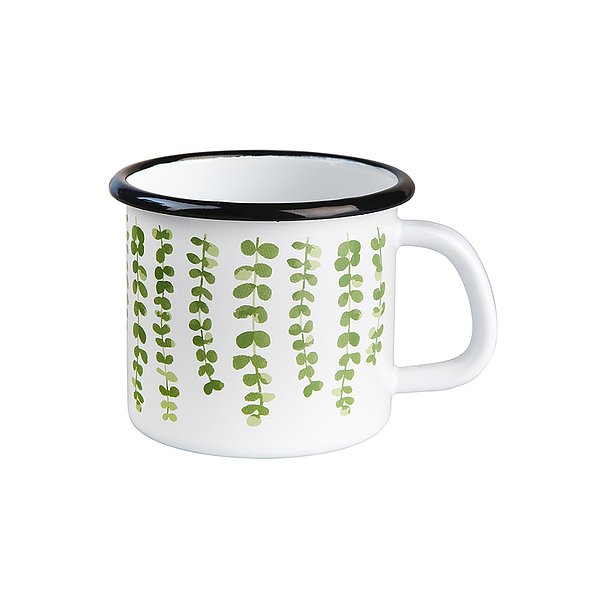 SILESIA RYBNIK Eukaliptus Mug 0,45 l biały - kubek emaliowany