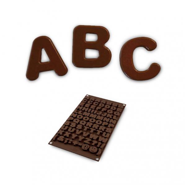 SILIKOMART Easy Choc Choco ABC brązowa - forma na 69 czekoladek silikonowa