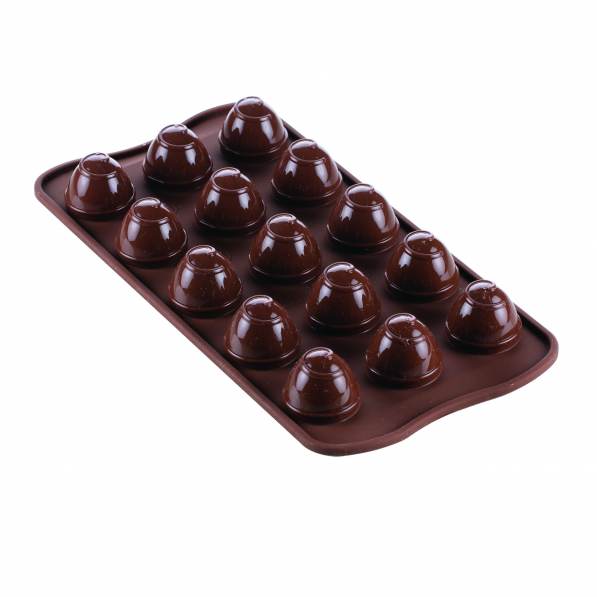 SILIKOMART Easy Choc Choco Spiral brązowa - forma do 15 czekoladek silikonowa