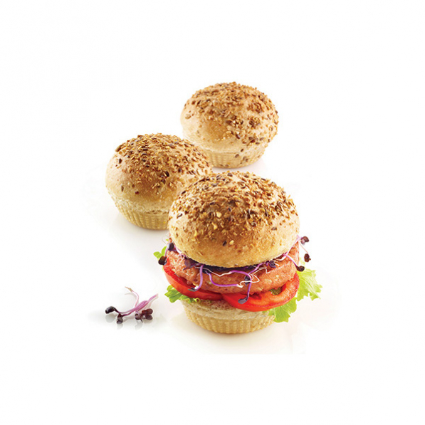 SILIKOMART Silicone Mould Burger Bread 30 x 19,5 cm szara - forma do 6 bułek silikonowa
