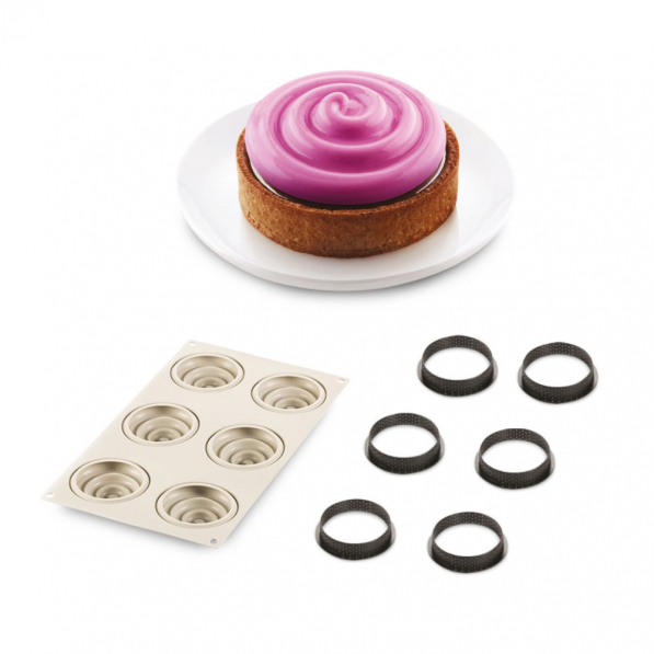 SILIKOMART TarteDecor Kit Mini Tarte Twist 6 szt. czarne - ranty / formy do monoporcji