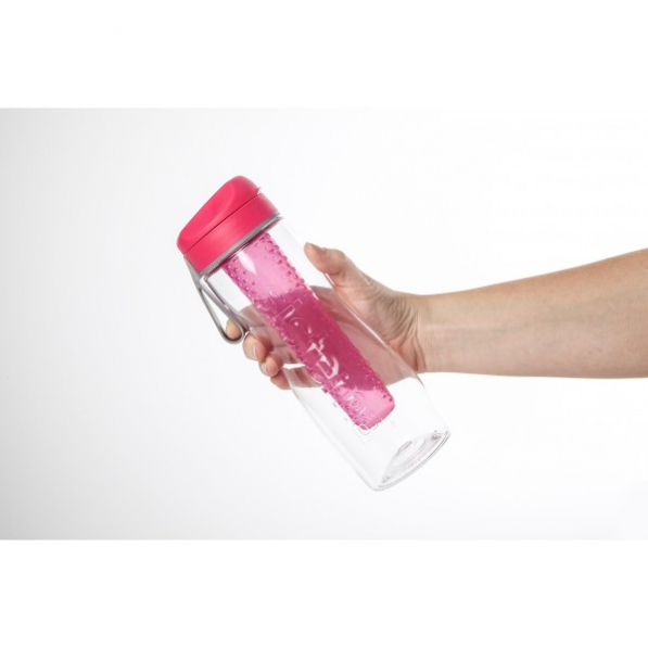 SISTEMA Hydrate Infuser Bottle 0,8 l różowa - butelka na wodę i napoje tritanowa z wkładem na owoce i lód