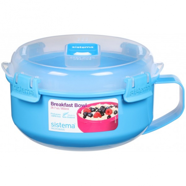 SISTEMA Microwave Breakfast Bowl 0,85 l niebieski - lunch box / śniadaniówka plastikowa