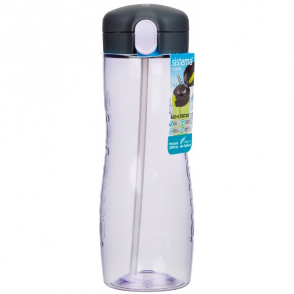 SISTEMA Hydrate Quick Flip Bottle Online Lilac 0,8 l jasnofioletowa - butelka na wodę i napoje tritanowa ze słomką