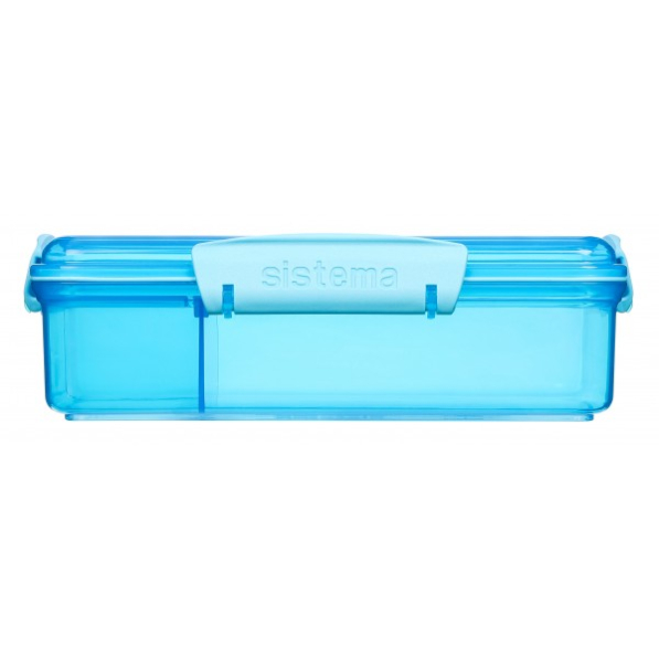 SISTEMA Snack Attack Duo 0,975 l niebieski - lunch box / śniadaniówka plastikowa trzykomorowa