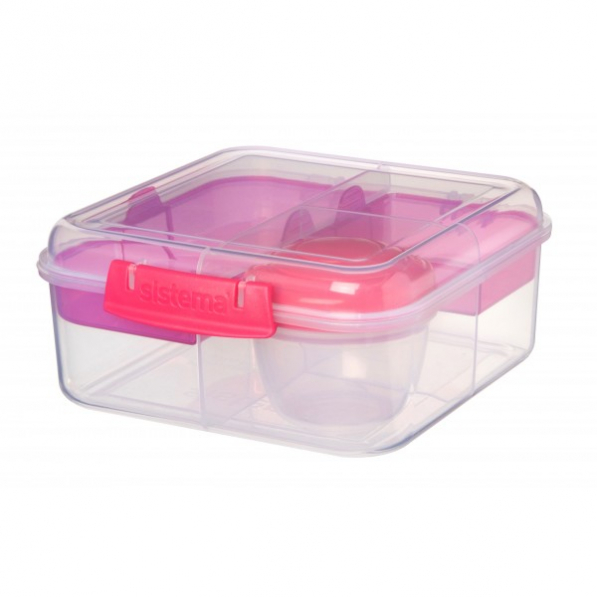 SISTEMA To Go Bento Cube 1,25 l - lunch box / śniadaniówka plastikowa z pojemnikiem na jogurt