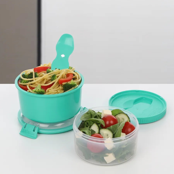 SISTEMA To Go LunchStack Round 0,96 l - lunch box dwukomorowy z łyżeczką