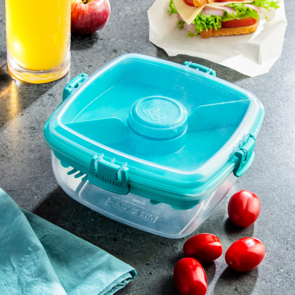 SISTEMA To Go Salad 1,1 l - lunch box / śniadaniówka plastikowa ze sztućcami