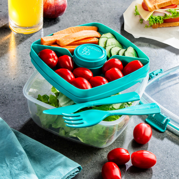SISTEMA To Go Salad 1,1 l - lunch box / śniadaniówka plastikowa ze sztućcami